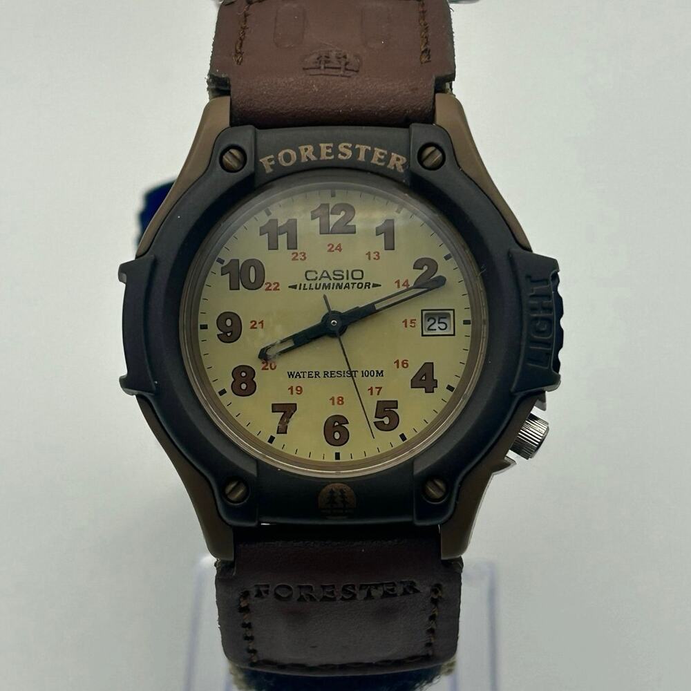 Casio Forester FT-500 Brown Resin Case St. Steel Watch Working New Battery - Picture 2 of 8